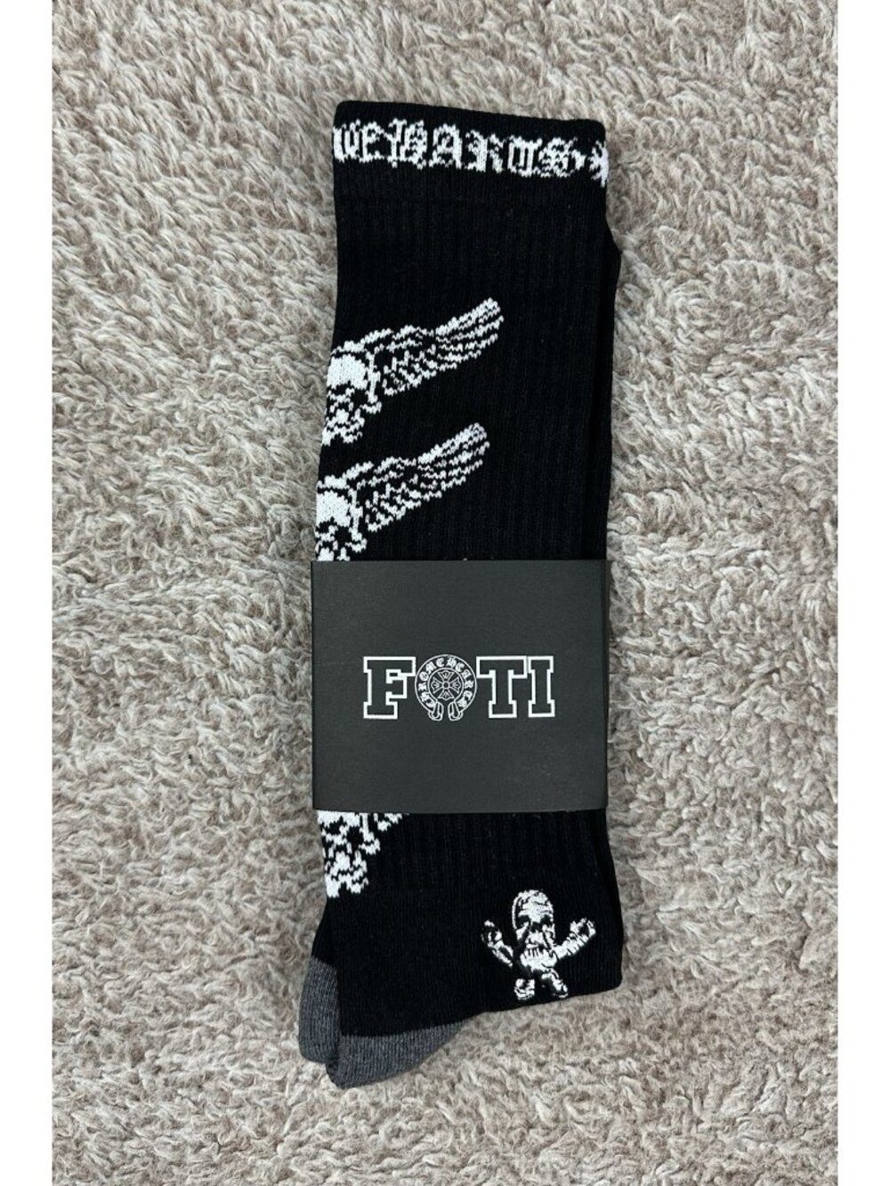 Chrome Hearts X Foti Socks Black Wings Skull M Us 5-8 Made In Japan Nwt — image 3 of 8